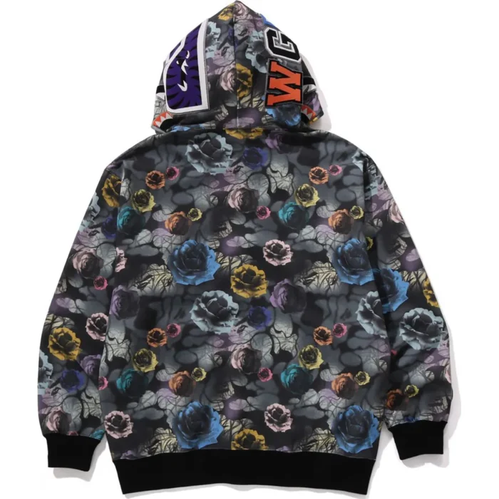 FLORAL CAMO SHARK RELAXED FIT FULL ZIP HOODIE MENS - Image 3