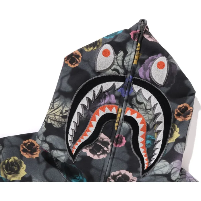 FLORAL CAMO SHARK RELAXED FIT FULL ZIP HOODIE MENS - Image 4