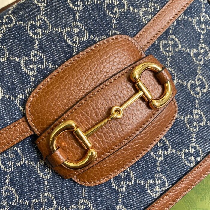 Gucci Horsebit 1955 Shoulder Bag Blue And Ivory For Women, Women’s Bags 9.8in/25cm GG - Image 9