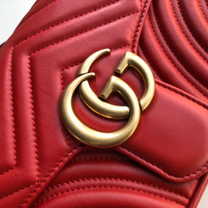 Gucci Marmont Small Matelassé Shoulder Bag Hibiscus Red Matelassé Chevron For Women 10in/26cm  GG 443497 DTDIT 6433 - Image 6