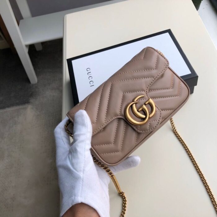 Gucci Marmont Matelassé Super Mini Bag Beige Matelassé Chevron For Women 6.2in/16.5cm GG - Image 5