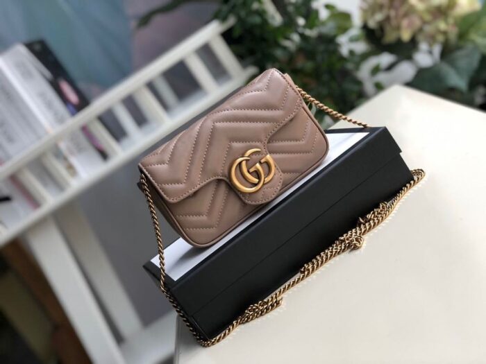 Gucci Marmont Matelassé Super Mini Bag Beige Matelassé Chevron For Women 6.2in/16.5cm GG - Image 9