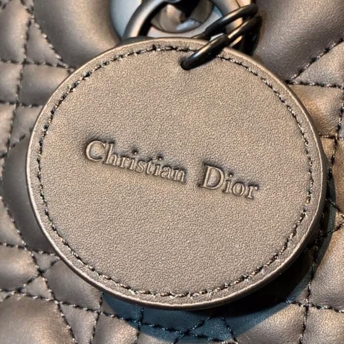 Christian Dior Medium Lady Dior Bag Matte Hardware Black Ultramatte For Women 9.5in/24cm CD M0565SLOI_M989 - Image 14