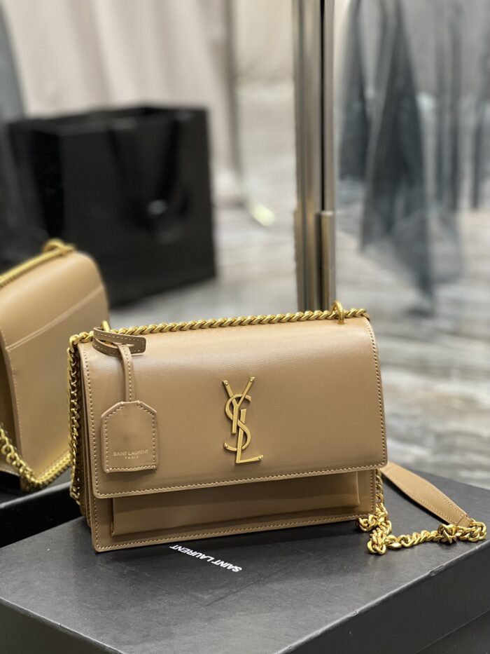 Saint Laurent Sunset Medium Chain Bag For Women 8.6in/22cm Dark Beige YSL 442906D420W2721 - Image 2