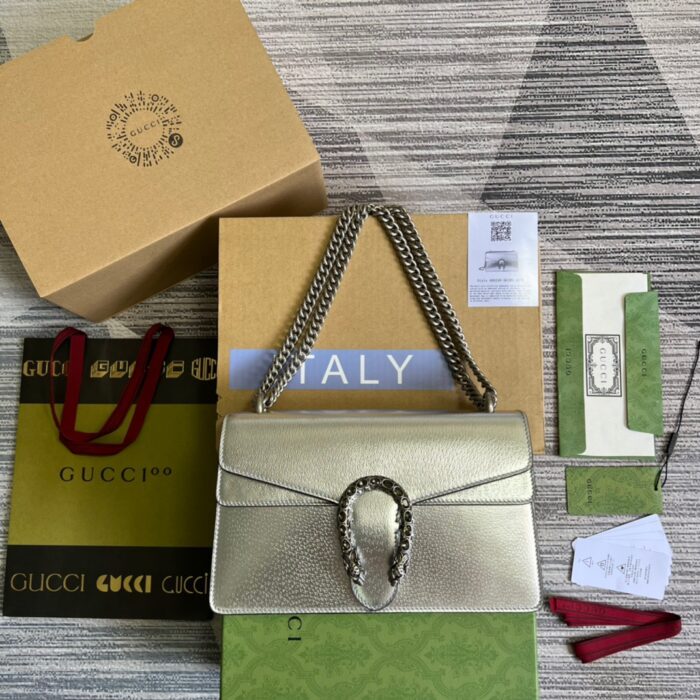 Gucci Dionysus Small Shoulder Bag Silver For Women, Women’s Bags 10in/26cm GG 499623 1TRBN 8173