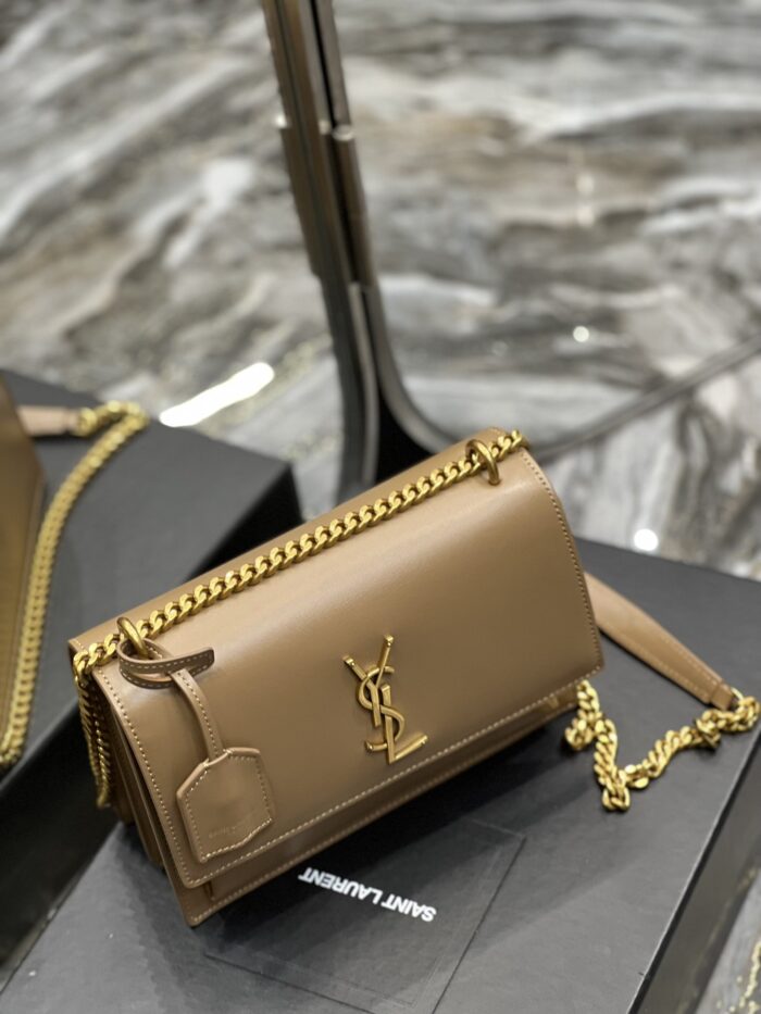 Saint Laurent Sunset Medium Chain Bag For Women 8.6in/22cm Dark Beige YSL 442906D420W2721 - Image 3