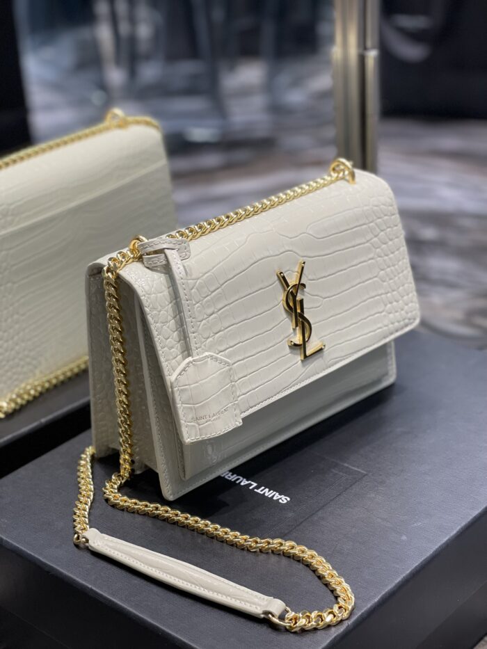 Saint Laurent Sunset Medium Chain Bag For Women 8.6in/22cm White YSL 442906DND0J9207 - Image 2