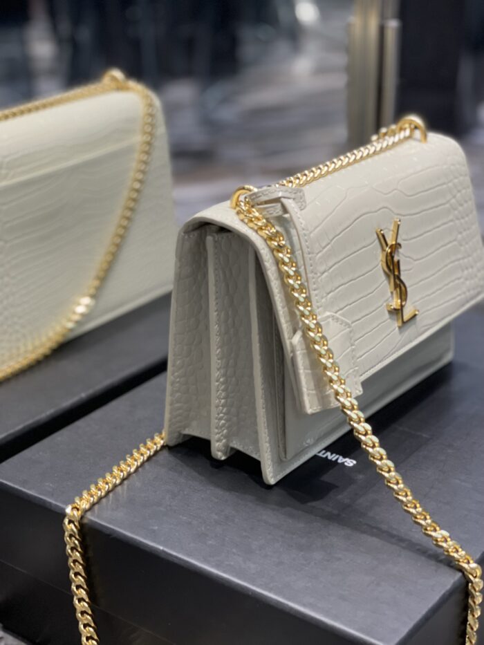 Saint Laurent Sunset Medium Chain Bag For Women 8.6in/22cm White YSL 442906DND0J9207 - Image 3