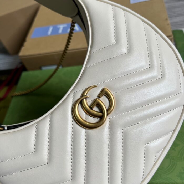 Gucci Marmont Half Moon Shaped Mini Bag White For Women, Women’s Bags 8.5in/22cm GG ‎699514 DTDHT 9022 - Image 9