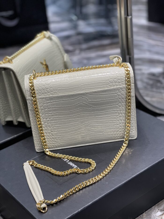 Saint Laurent Sunset Medium Chain Bag For Women 8.6in/22cm White YSL 442906DND0J9207 - Image 4