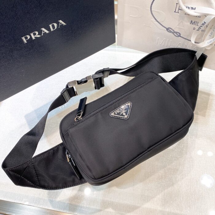 Prada Re-Nylon And Saffiano Belt Bag Black For Women, Women’s Bags 8.2in/21cm 2VL977_2DMG_F0002_V_WOO