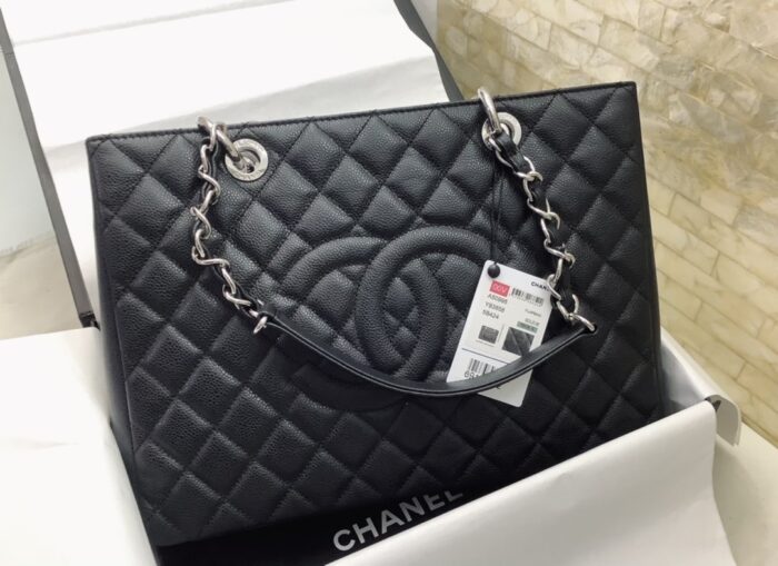 Chanel Classic Tote Bag Silver Hardware Black For Women 13.3in/34cm - Image 9