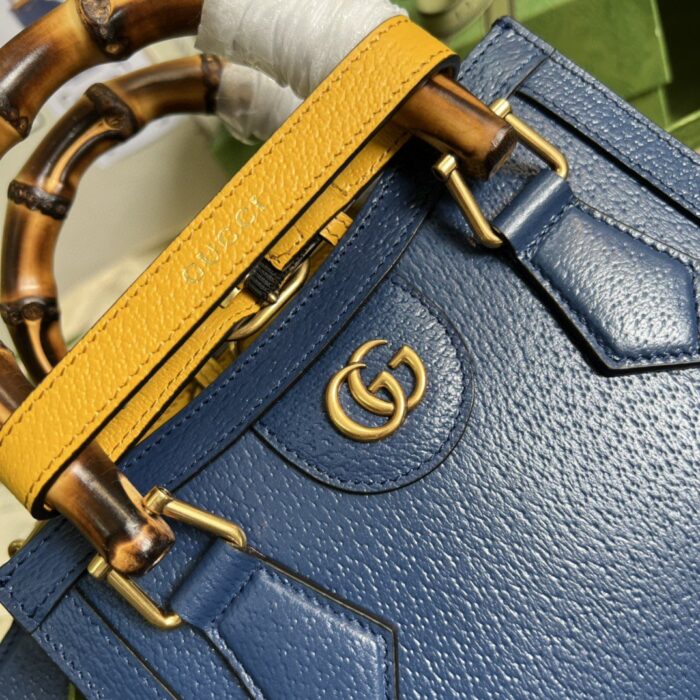 Gucci Diana Mini Tote Bag Canvas Lining Blue For Women 7.9in/20cm GG 702732 U3ZDT 4862 - Image 9