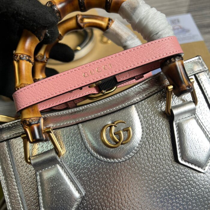 Gucci Diana Mini Tote Bag Silver For Women, Women’s Bags 7.9in/20cm GG ‎702732 1TRGT 8190 - Image 9