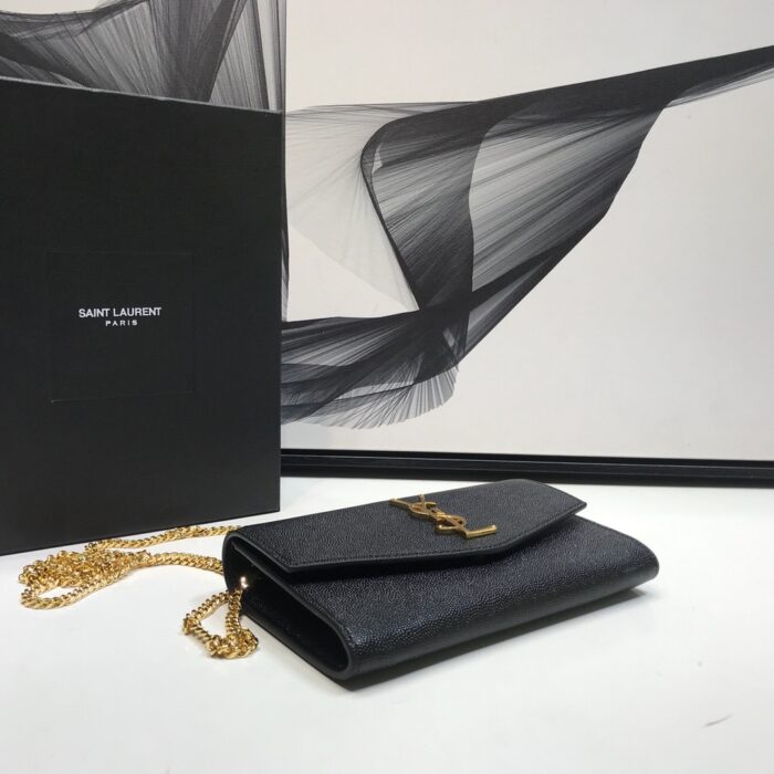 Saint Laurent Uptown Chain Wallet Black For Women 7.4in/19cm YSL 6077881GF0J1000 - Image 3