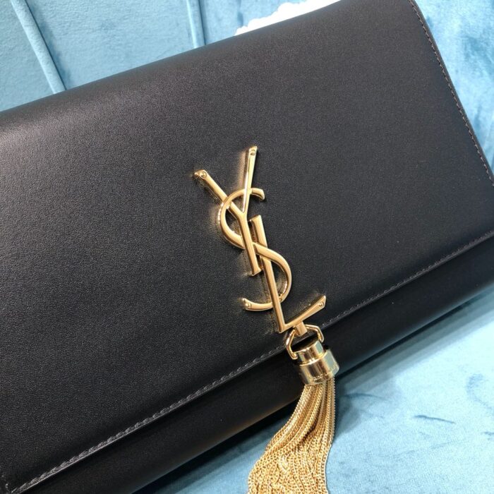 Saint Laurent Kate Medium Chain Bag With Tassel In Grain De Poudre Black For Women 9.4in/24cm YSL 354119BOW0J1000 - Image 4