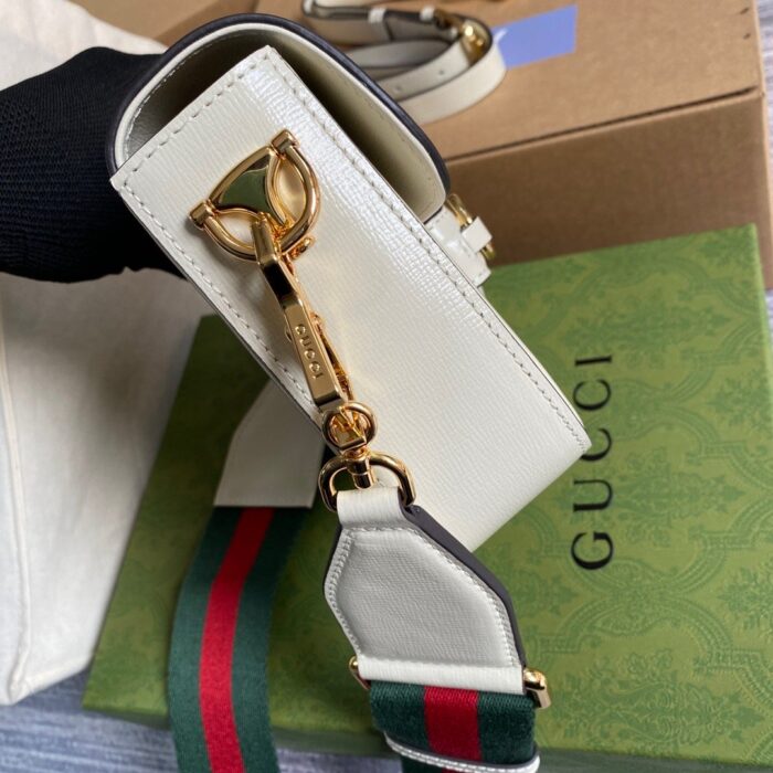 Gucci Horsebit 1955 Mini Bag White For Women, Women’s Bags 8in/21cm GG 658574 18YSG 9068 - Image 3