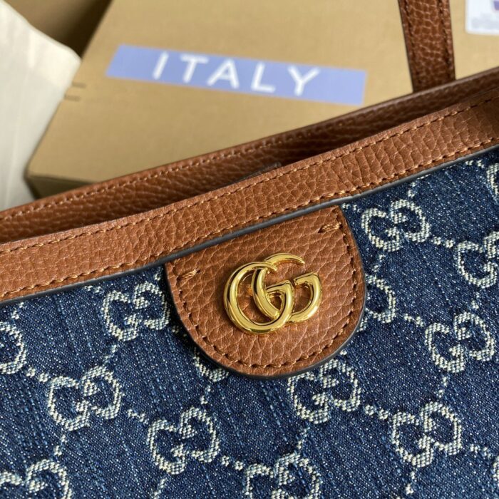 Gucci Ophidia GG Medium Tote Dark Blue And Ivory Eco Washed Organic GG Jacquard Denim  For Women 15in/38cm GG ‎631685 2KQGG 8375 - Image 3