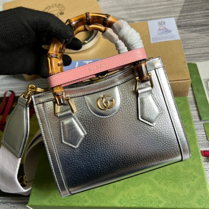 Gucci Diana Mini Tote Bag Silver For Women, Women’s Bags 7.9in/20cm GG ‎702732 1TRGT 8190 - Image 3