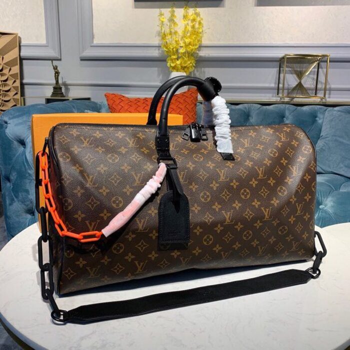 Louis Vuitton Keepall Bandouliere 50 Monogram Solar Ray Canvas Black/Orange By Virgil Abloh For Men, Men’s Bags, Travel Bags 19.7in/50cm LV M44471 - Image 5