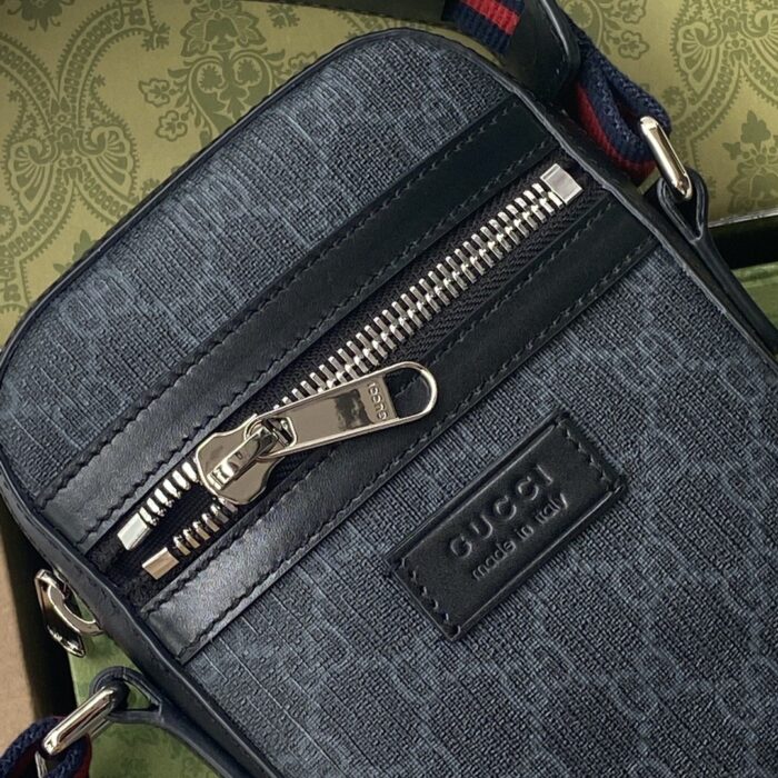 Gucci GG Messenger Bag Black/Grey GG Supreme Canvas A Material With Low Environmental Impact With Black For Men 7in/18cm GG ‎682357 K5RLN 1095 - Image 5