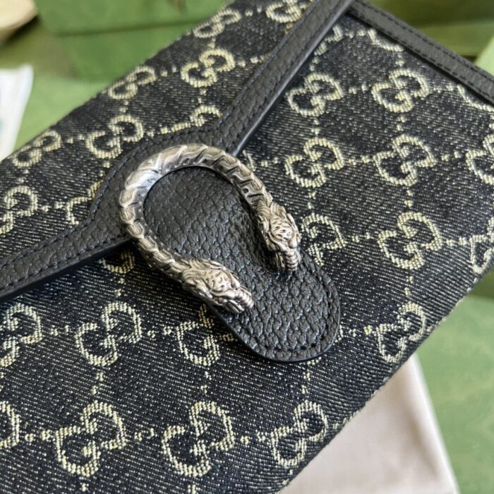 Gucci Dionysus GG Mini Chain Bag Black And Ivory GG Denim Jacquard For Women 8in/20cm 401231 UN3BN 1274 - Image 5