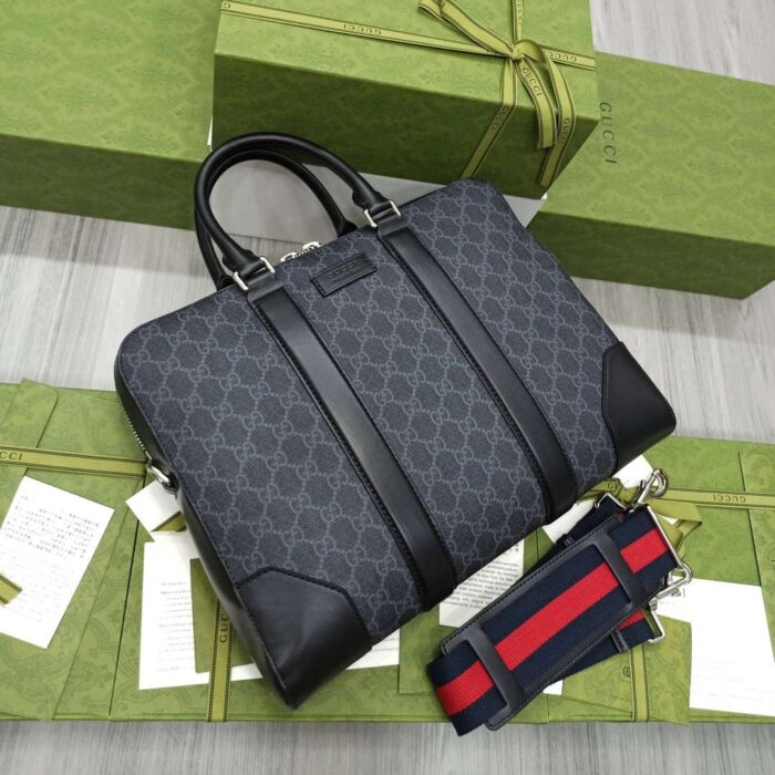 Gucci Black Briefcase GG Grey For Men 36cm / 12.2in 474135 K5RLN 1095 - Image 7