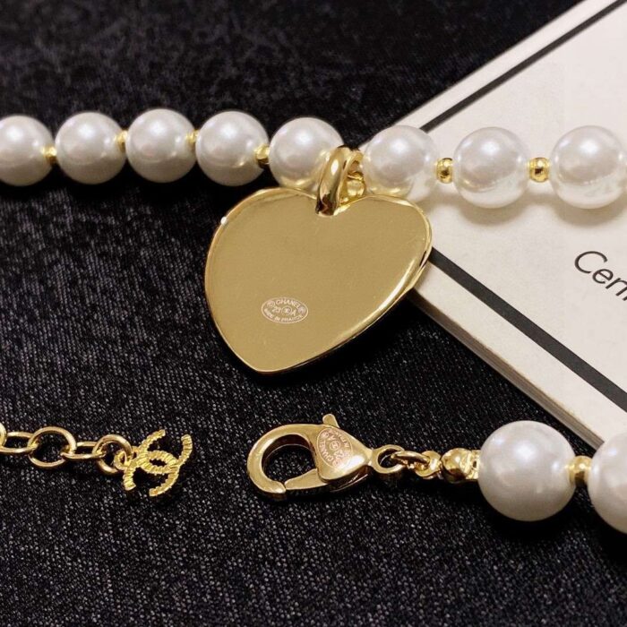 Chanel Double C Pearl Love Necklace White For Women - Image 5