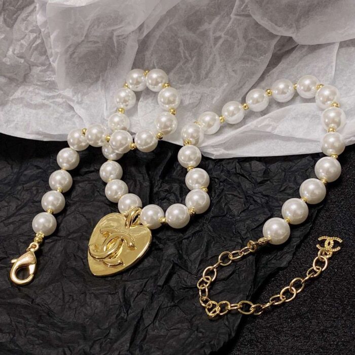 Chanel Double C Pearl Love Necklace White For Women - Image 4