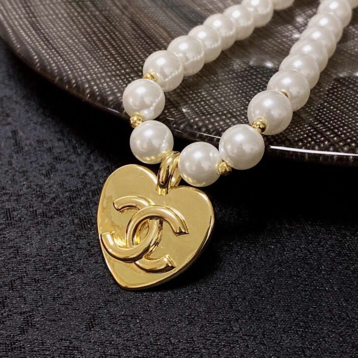 Chanel Double C Pearl Love Necklace White For Women - Image 3