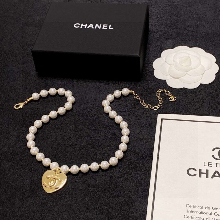 Chanel Double C Pearl Love Necklace White For Women