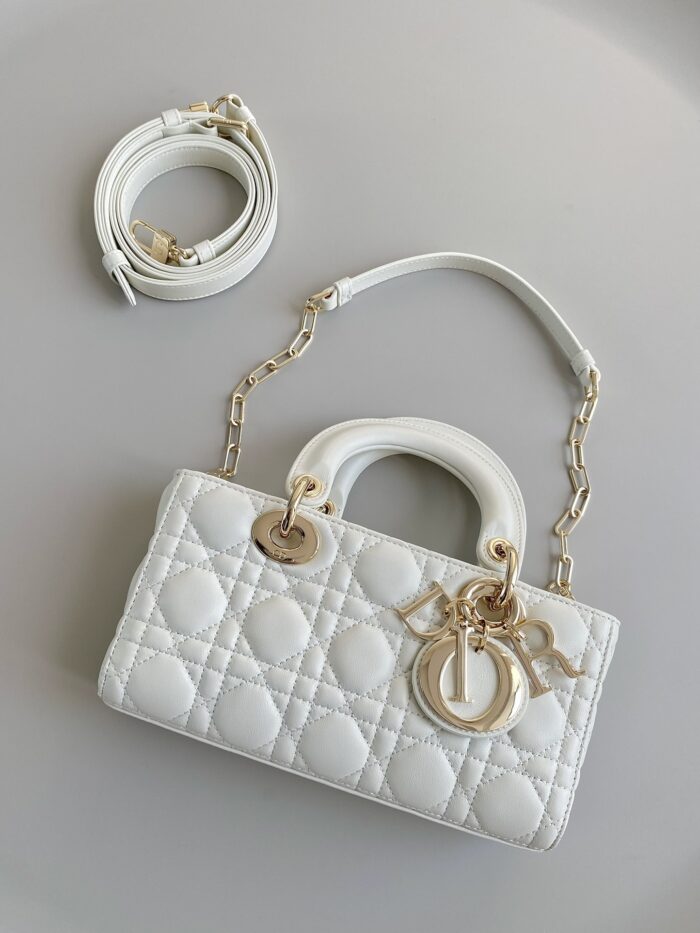 Christian Dior Small Lady D-Joy Bag White For Women 9in/22cm