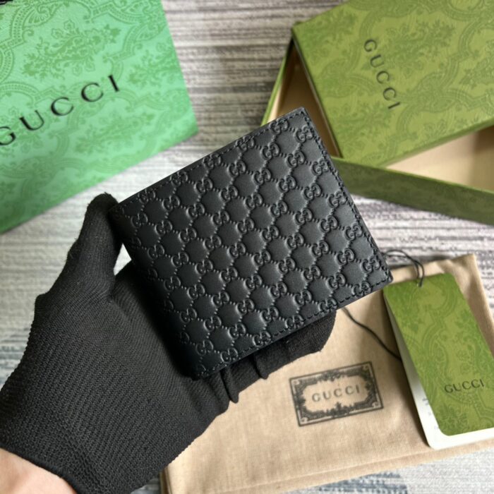 GG Microguccissima Bi-Fold Wallet Black For Men 4.3in/11cm ‎‎‎260987 BMJ1N 4009