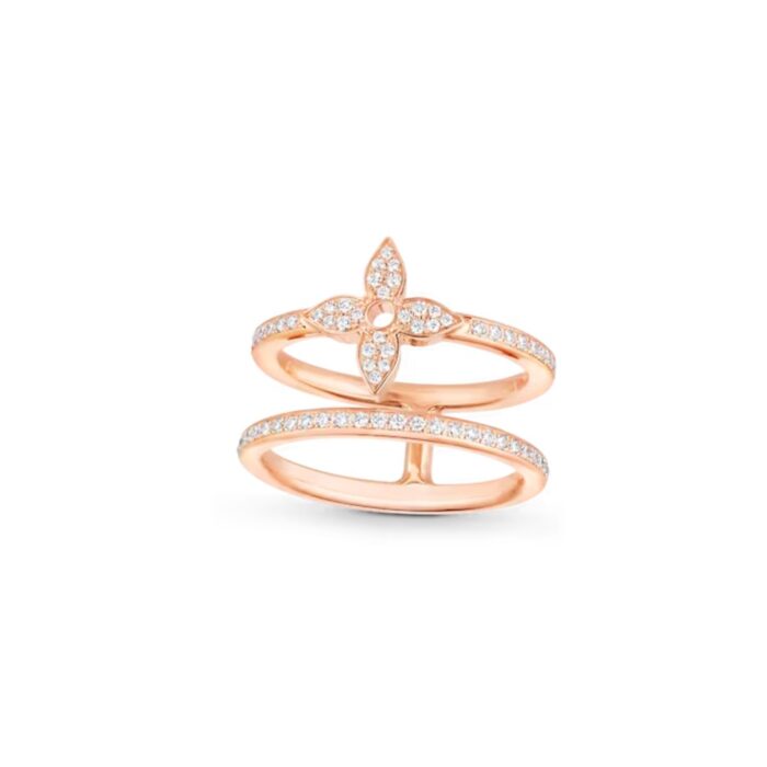 Louis Vuitton Idylle Blossom Two-Row Ring, Pink Gold And Diamonds For Women- Q9N42I