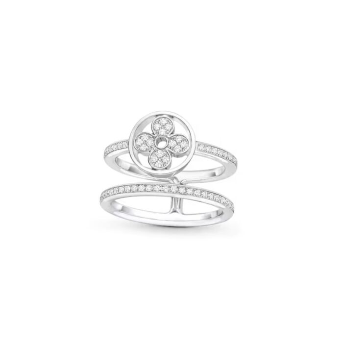 Louis Vuitton Idylle Blossom Two-Row Ring, White Gold And Diamonds For Women- Q9N44F