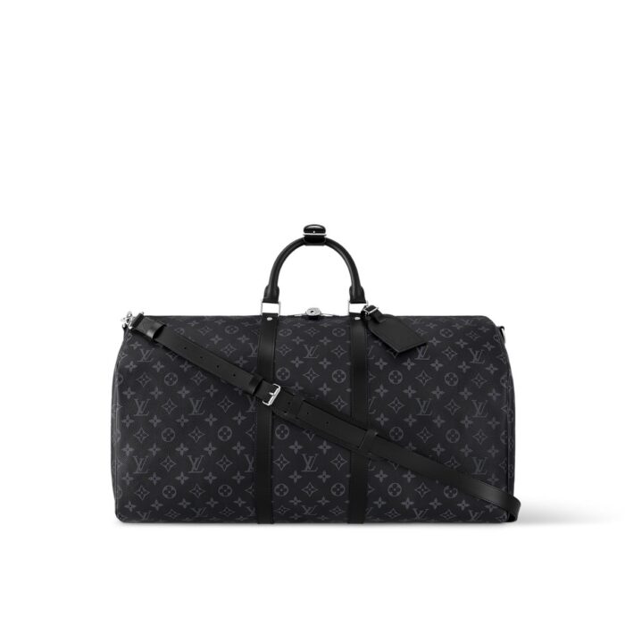 Louis Vuitton Keepall Bandouliere 55 Monogram Eclipse Canvas For Men, Men’s Bags, Travel Bags 21.7in/55cm LV M40605