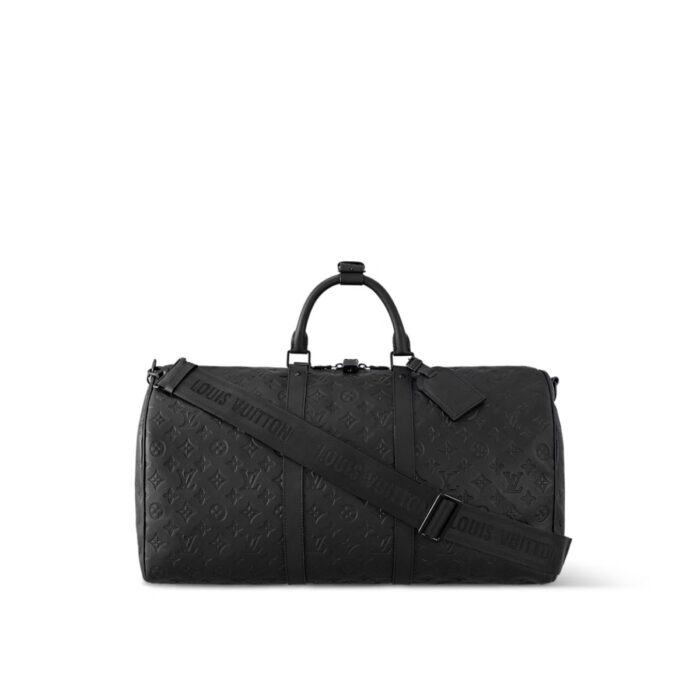 Louis Vuitton Keepall Bandoulière 50 Monogram Shadow For Men, Men’s Travel Bags 19.7in/50cm LV M44810