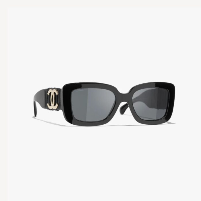 Chanel Rectangle Sunglasses Black For Women A71480 X02123 S2214