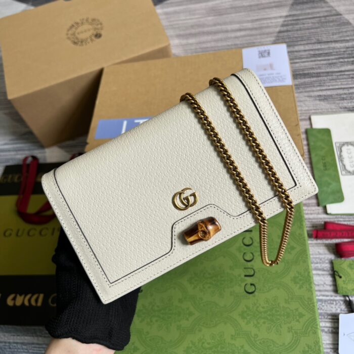 Gucci Diana Mini Bag With Bamboo White For Women, Women’s Bags 7.5in/19cm GG  - Image 4