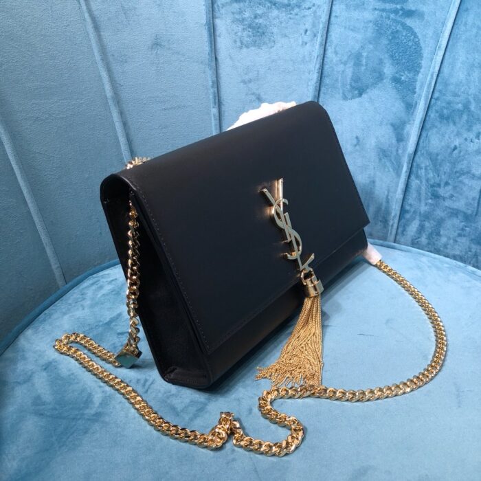 Saint Laurent Kate Medium Chain Bag With Tassel In Grain De Poudre Black For Women 9.4in/24cm YSL 354119BOW0J1000 - Image 6