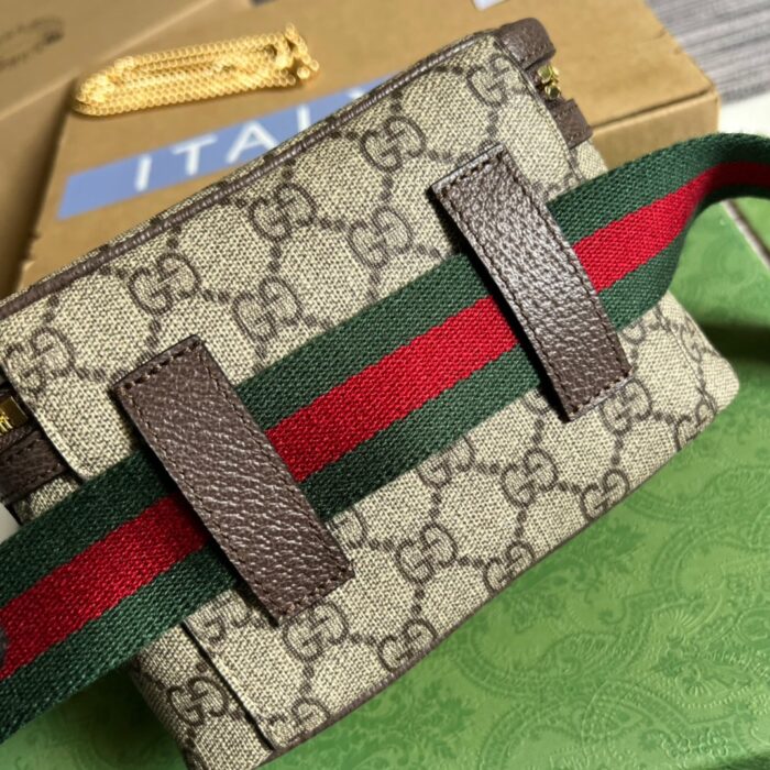 Gucci Ophidia Belt Bag With Web Beige/Ebony Soft GG Supreme Canvas  For Men 7.1in/18cm GG 699765 96IWG 8745 - Image 7