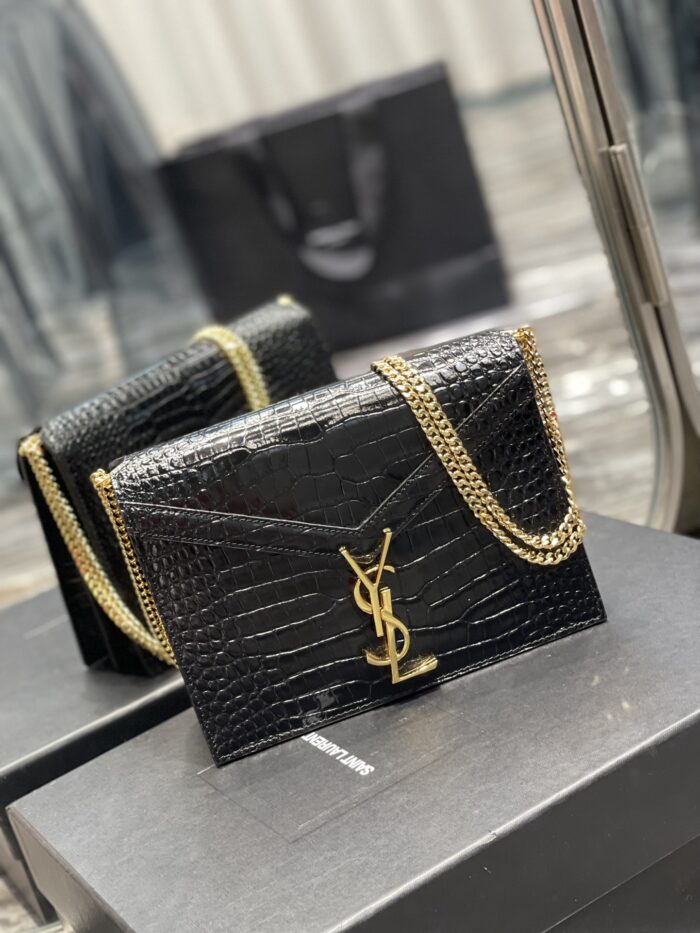 Saint Laurent Cassandra Medium Chain Bag Black For Women 8.6in/22cm YSL