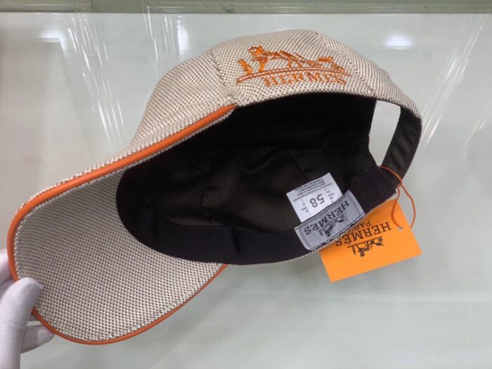 Hermes Davis H Primavera Cap Beige Hermes Cap - Image 2