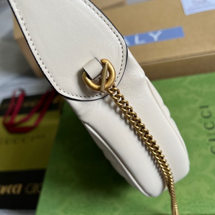 Gucci Marmont Half Moon Shaped Mini Bag White For Women, Women’s Bags 8.5in/22cm GG ‎699514 DTDHT 9022 - Image 3