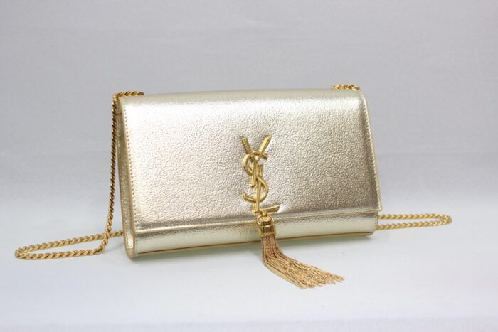 Saint Laurent Kate Chain Wallet With Tassel Yellow Copper For Women 10.2in/26cm YSL - Image 7