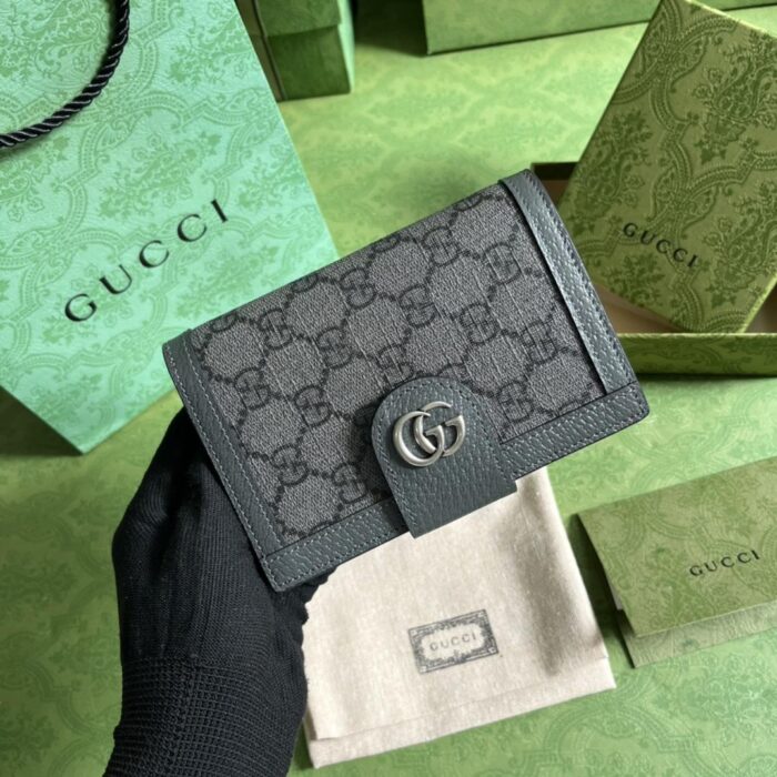 Gucci Ophidia Card Case Supreme Canvas Grey For Men 5.5in/14cm ‎‎‎732755 UULBN 1244