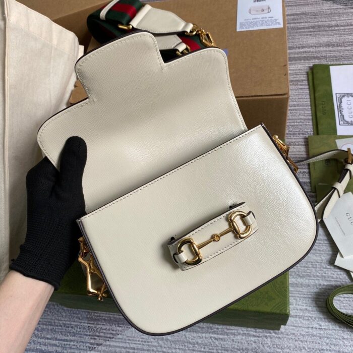 Gucci Horsebit 1955 Mini Bag White For Women, Women’s Bags 8in/21cm GG 658574 18YSG 9068 - Image 2