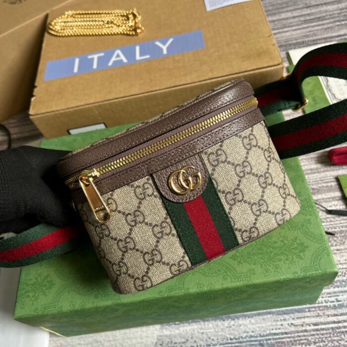 Gucci Ophidia Belt Bag With Web Beige/Ebony Soft GG Supreme Canvas  For Men 7.1in/18cm GG 699765 96IWG 8745