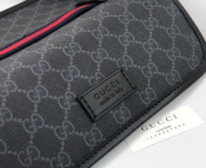 Gucci GG Black Belt Bag Black/Grey GG Supreme Canvas With Black For Men 9in/24cm GG ‎598113 K5RLN 1095 - Image 3