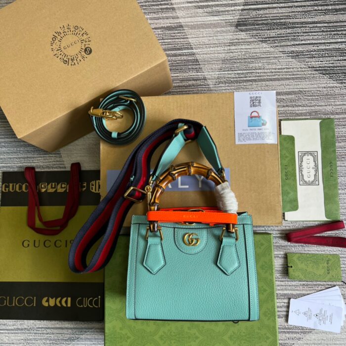 Gucci Diana Mini Tote Bag Light Blue For Women, Women’s Bags 7.9in/20cm GG ‎702732 U3ZDT 4377